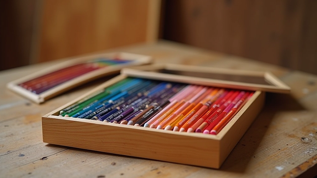 Faber-Castell Polychromos colored pencils arranged in a wooden box